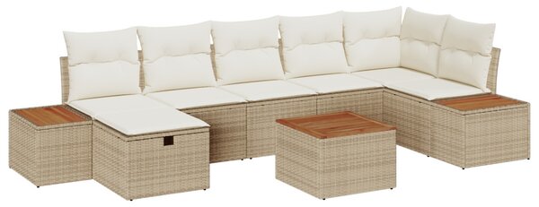 Kerti Kanapé Szett párnával 8 pcs Bézs Poli rattan