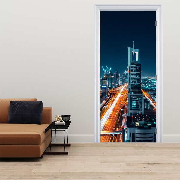 Fotótapéta ajtóra - Dubai éjszaka (95x205cm)
