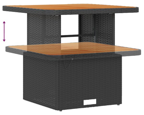Kerti Kanapé Szett párnával tárolóval 8 pcs Fekete Poli rattan