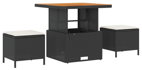 Kerti Kanapé Szett párnával tárolóval 8 pcs Fekete Poli rattan