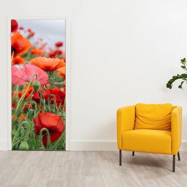 Fotótapéta ajtóra - Pipacsmező (95x205cm)