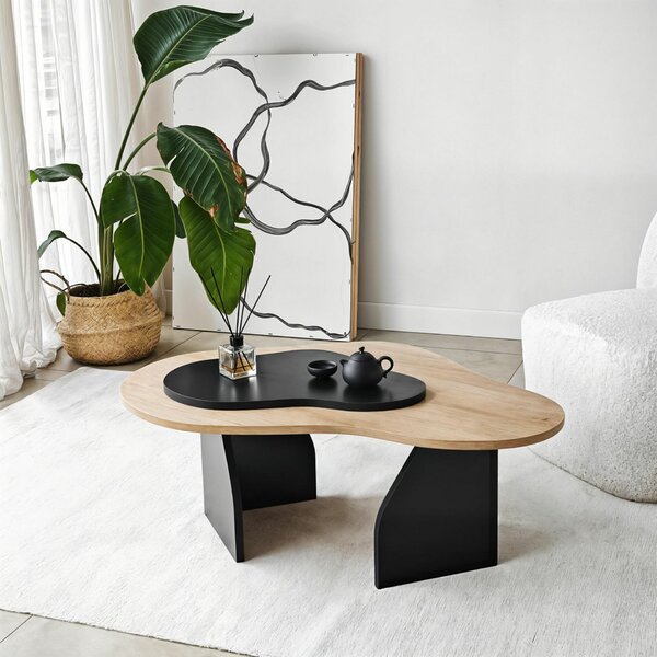 Hanah Home Sapphire Oak Dohányzóasztal Fekete Melted - Sapphire Oak, Fekete
