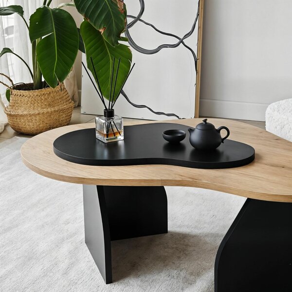 Hanah Home Sapphire Oak Dohányzóasztal Fekete Melted - Sapphire Oak, Fekete