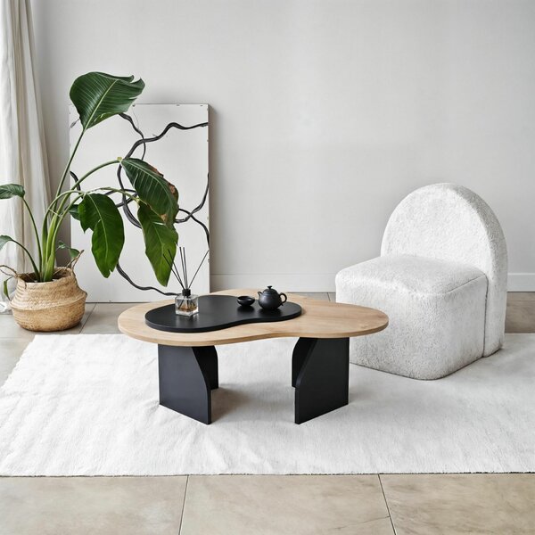 Hanah Home Sapphire Oak Dohányzóasztal Fekete Melted - Sapphire Oak, Fekete