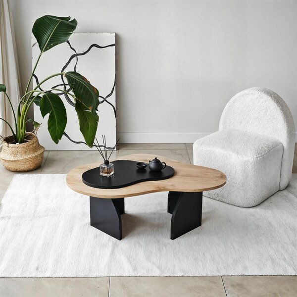 Hanah Home Sapphire Oak Dohányzóasztal Fekete Melted - Sapphire Oak, Fekete