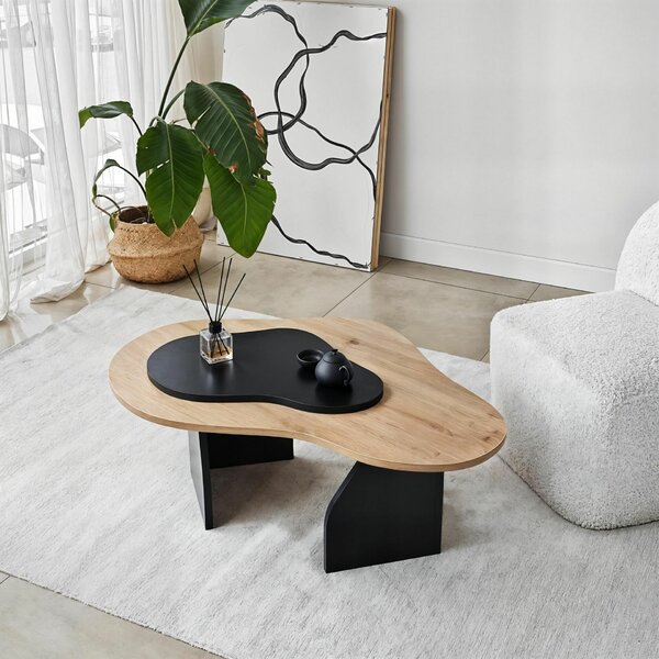 Hanah Home Sapphire Oak Dohányzóasztal Fekete Melted - Sapphire Oak, Fekete