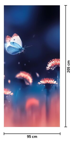 Fotótapéta ajtóra - Pitypang kék pillangóval (95x205cm)