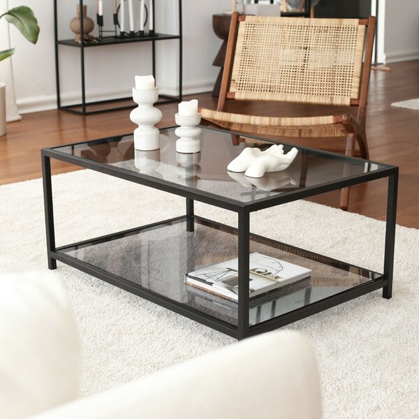 Hanah Home Coffee Table Fume Black Astro sehpa / füme temperli cam S400F
