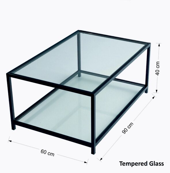 Hanah Home Coffee Table Fume Black Astro sehpa / şeffaf temperli cam S400