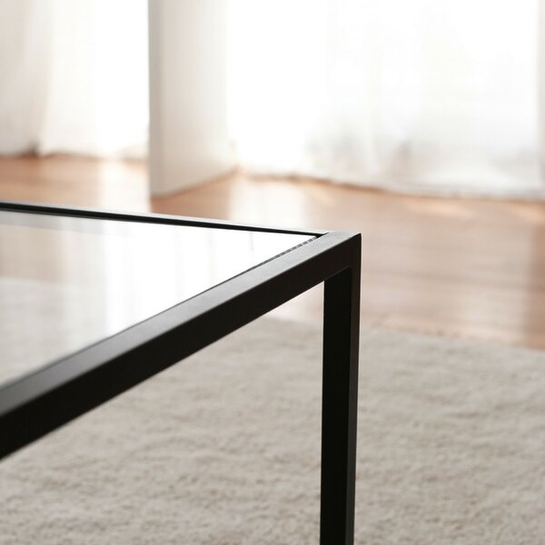 Hanah Home Coffee Table Fume Black Astro sehpa / şeffaf temperli cam S400