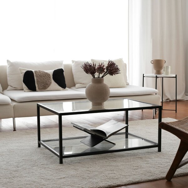 Hanah Home Coffee Table Fume Black Astro sehpa / şeffaf temperli cam S400
