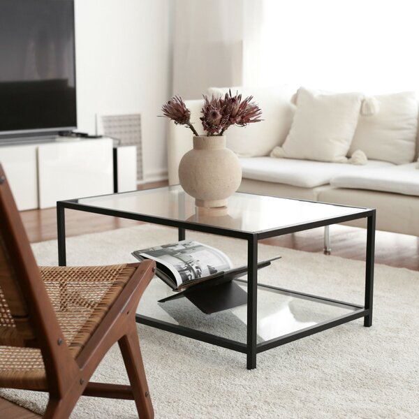 Hanah Home Coffee Table Fume Black Astro sehpa / şeffaf temperli cam S400