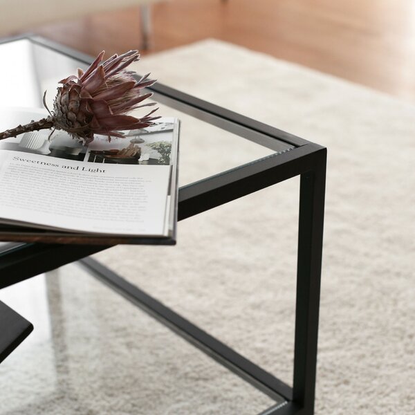 Hanah Home Coffee Table Fume Black Astro sehpa / şeffaf temperli cam S400