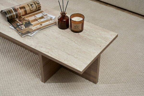Hanah Home Coffee Table Travertine Venezia Walnut Harbor - Travertine Venezia Walnut