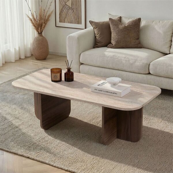 Hanah Home Akira Dohányzóasztal Travertin, Venezia Walnut