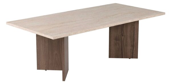 Hanah Home Coffee Table Travertine Venezia Walnut Sabin - Travertine, Venezia Walnut