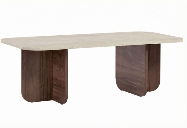 Hanah Home Akira Dohányzóasztal Travertin, Venezia Walnut