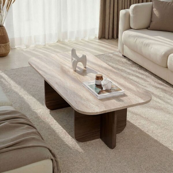 Hanah Home Akira Dohányzóasztal Travertin, Venezia Walnut