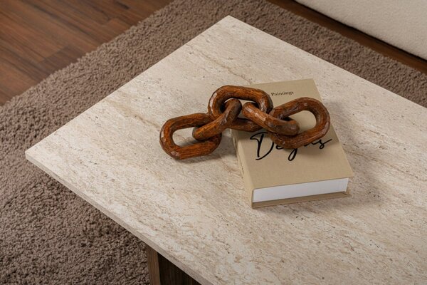 Hanah Home Coffee Table Travertine Venezia Walnut Sabin - Travertine, Venezia Walnut