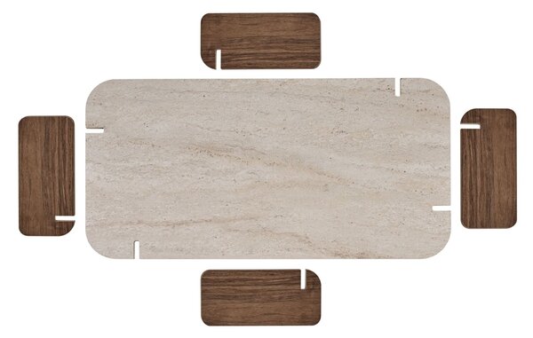 Hanah Home Dohányzóasztal Travertine Walnut Renard - Travertine, Venezia Walnut