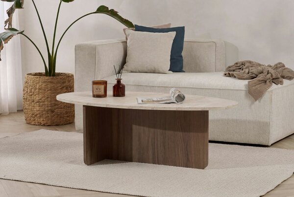 Hanah Home Orba dohányzóasztal, Travertine Venezia Walnut - Travertine, Venezia Walnut