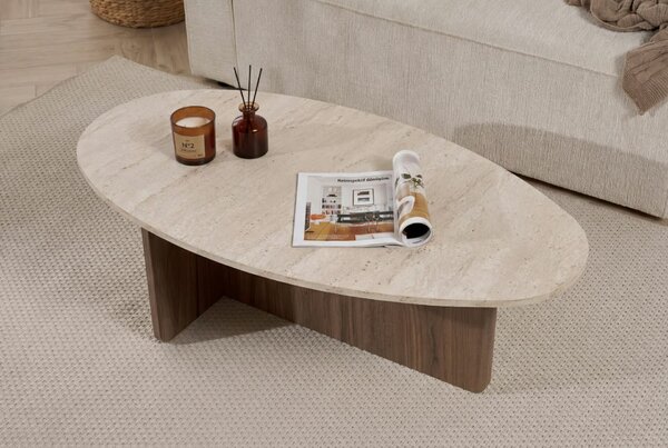 Hanah Home Orba dohányzóasztal, Travertine Venezia Walnut - Travertine, Venezia Walnut