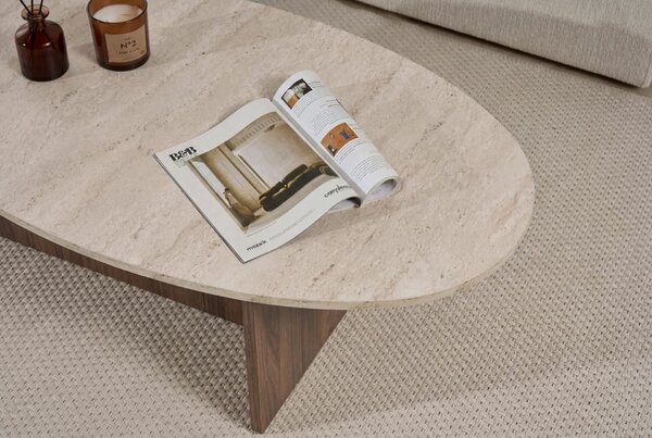Hanah Home Orba dohányzóasztal, Travertine Venezia Walnut - Travertine, Venezia Walnut