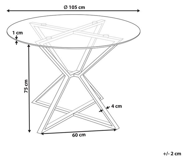 Étkezőasztal BOSCO Ezüst 105 cm 105 cm Edzett üveg