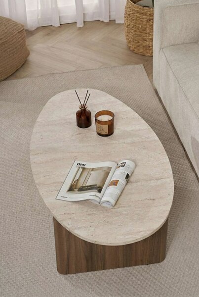 Hanah Home Orba dohányzóasztal, Travertine Venezia Walnut - Travertine, Venezia Walnut