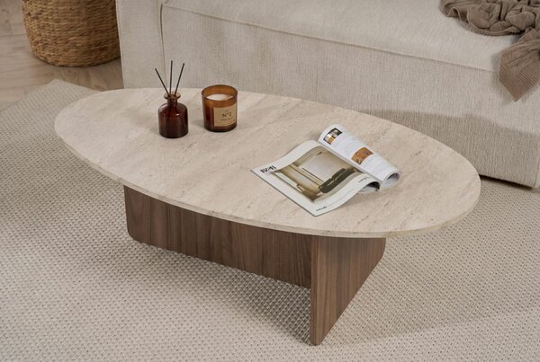 Hanah Home Orba dohányzóasztal, Travertine Venezia Walnut - Travertine, Venezia Walnut