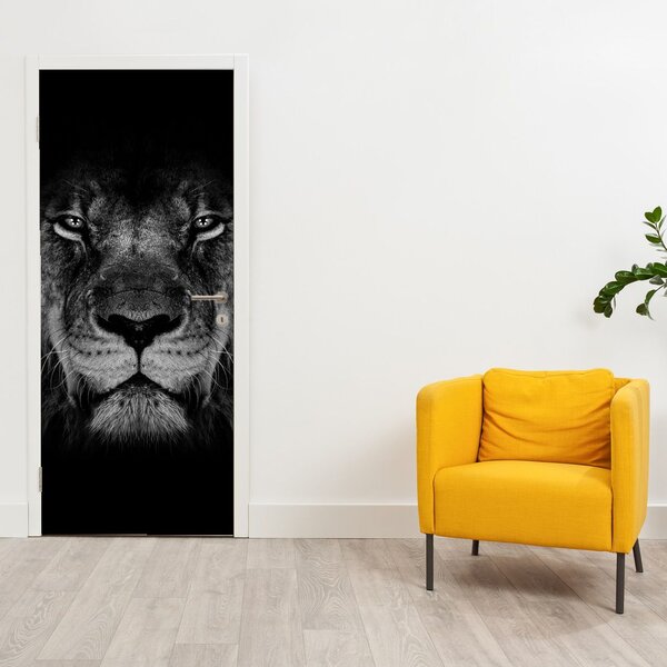 Fotótapéta ajtóra - Oroszlán és őfelsége (95x205cm)