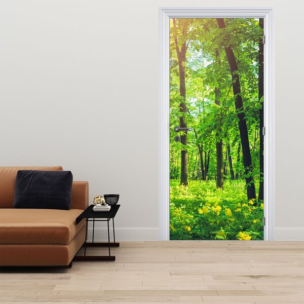 Fotótapéta ajtóra - Tavaszi lombhullató erdő (95x205cm)
