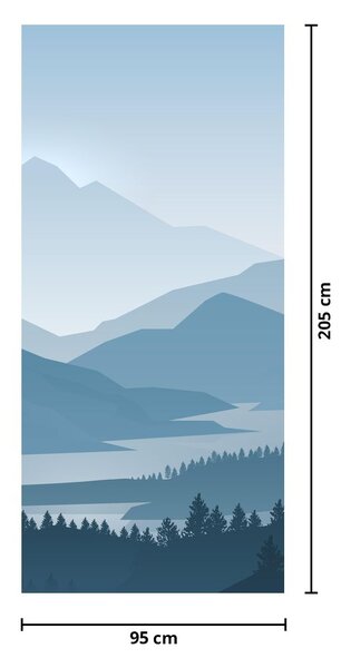 Fotótapéta ajtóra - Hegyekre néző grafika (95x205cm)