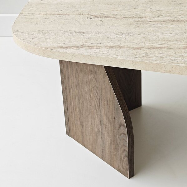 Hanah Home Dohányzóasztal TravertineWalnut Rock - Travertin, Diófa