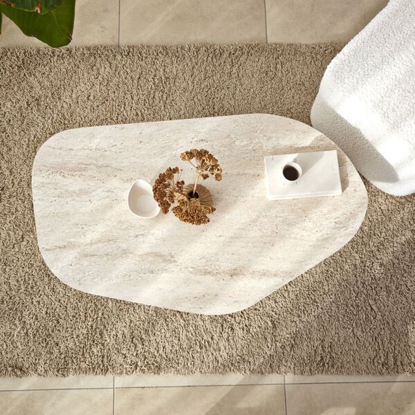 Hanah Home Dohányzóasztal TravertineWalnut Rock - Travertin, Diófa