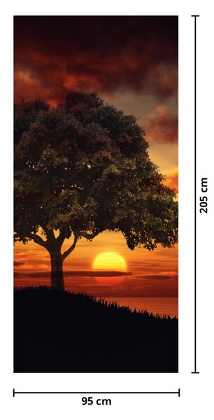 Fotótapéta ajtóra - Fa naplementével (95x205cm)
