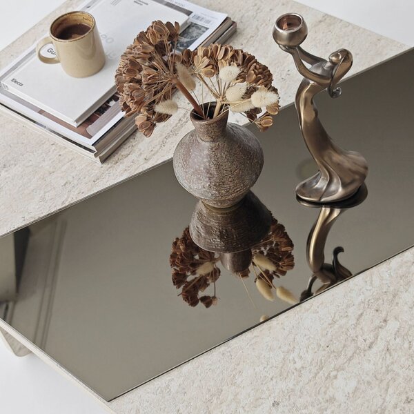 Hanah Home Coffee Table Bronze Travertine Favorite - Bronze, Travertine
