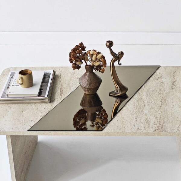 Hanah Home Coffee Table Bronze Travertine Favorite - Bronze, Travertine