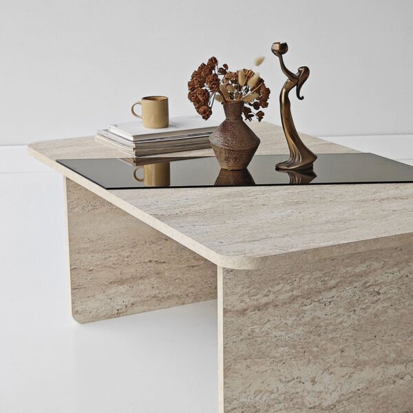 Hanah Home Coffee Table Bronze Travertine Favorite - Bronze, Travertine