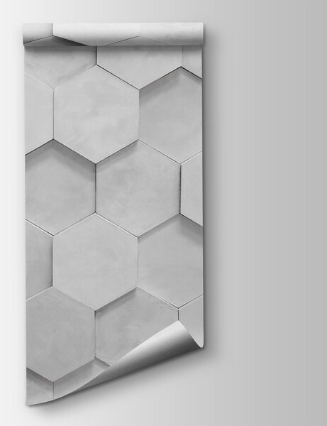 Fotótapéta Fehér hatszögek a falon, Geometriai 3D fotótapéta, Népszerű fotótapéta, u97132 - Tapeko.hu
