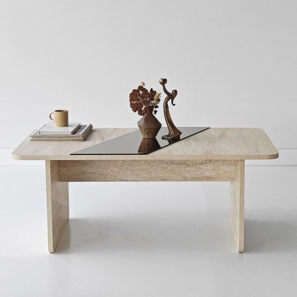 Hanah Home Coffee Table Bronze Travertine Favorite - Bronze, Travertine