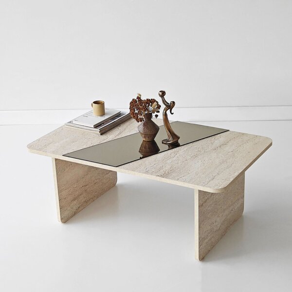 Hanah Home Coffee Table Bronze Travertine Favorite - Bronze, Travertine