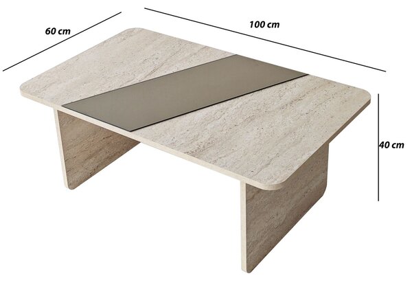 Hanah Home Coffee Table Bronze Travertine Favorite - Bronze, Travertine