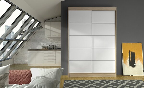 Modern LINH 4 gardróbszekrény - szélesség 120 cm, sonoma / fehér