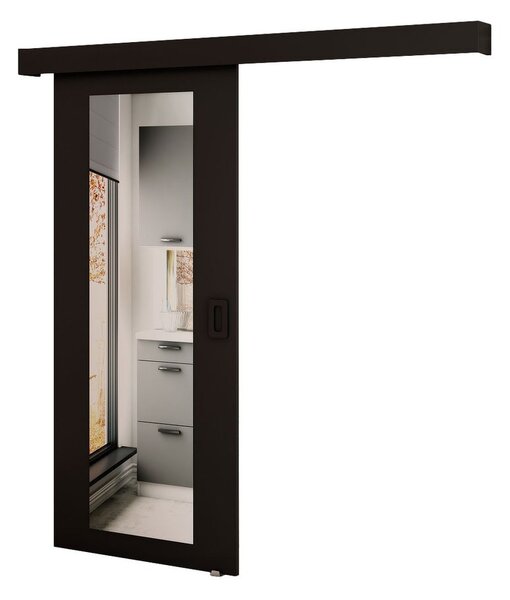 BORISA 2 tolóajtó tükörrel - 90 cm, fekete
