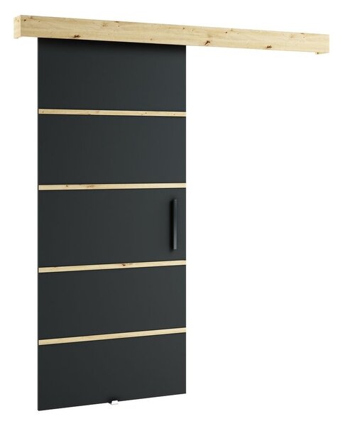 LORETA 4 tolóajtó - 90 cm, fekete / kézműves tölgyfa