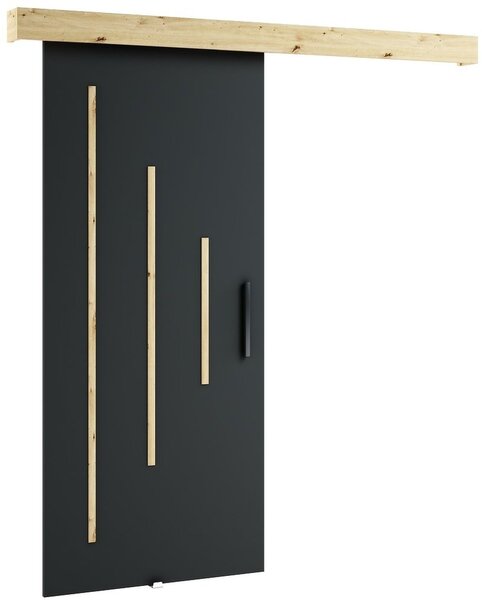 LORETA 11-90 cm-es tolóajtó, fekete / kézműves tölgyfa