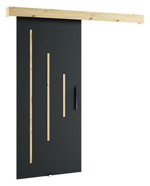LORETA 11-90 cm-es tolóajtó, fekete / kézműves tölgyfa