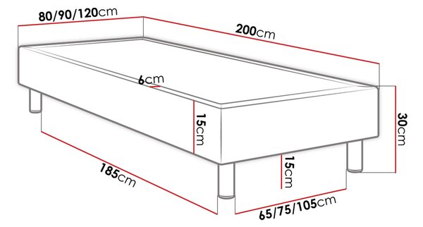 Kárpitozott egyszemélyes ágy 80x200 NECHLIN 2 - fekete műbőr