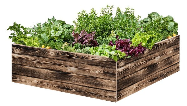 ATMOWOOD Fa magaságyás 120 x 120 x 40 cm - égetett felület